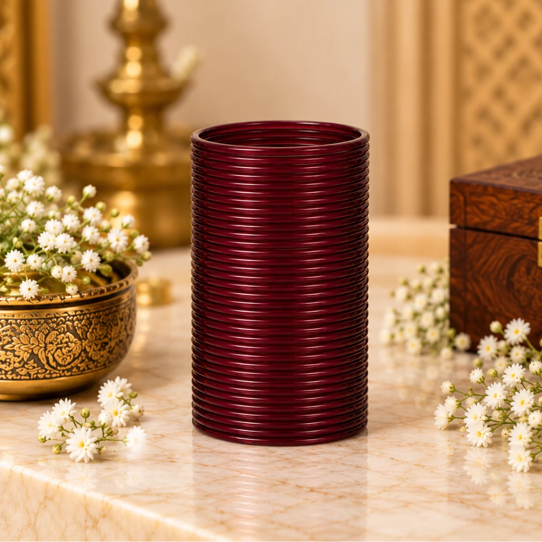 Pulsera | Maroon Glass Bangles - 4 pieces (size -2.4)