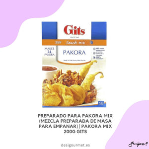Gits Pakora Mix 200g pack to make traditional Indian fritters (pakoras) with authentic flavors.