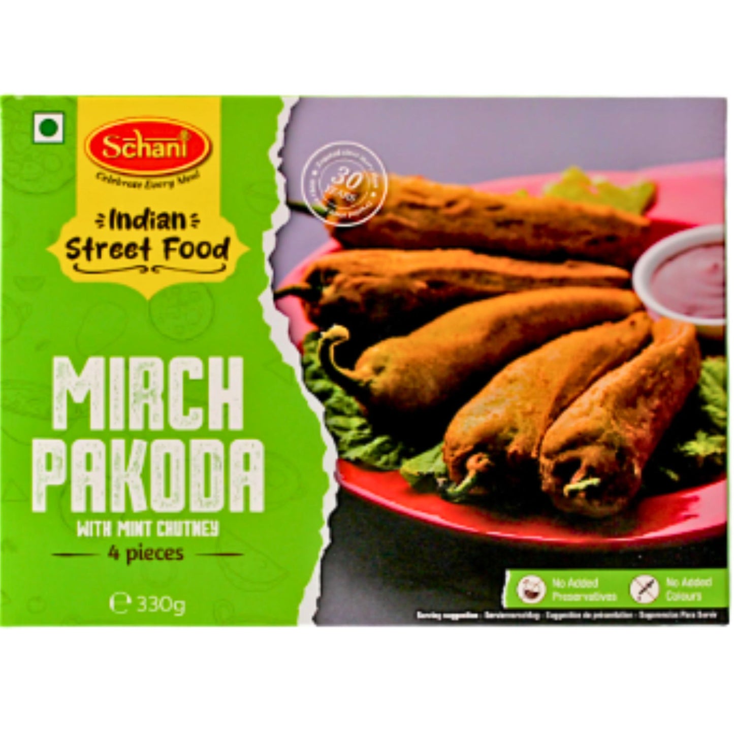 Crujientes buñuelos de chile verde rellenos con un sabroso relleno de papa | Mirchi Pakoda (Frozen) 330g/4pcs. Schani