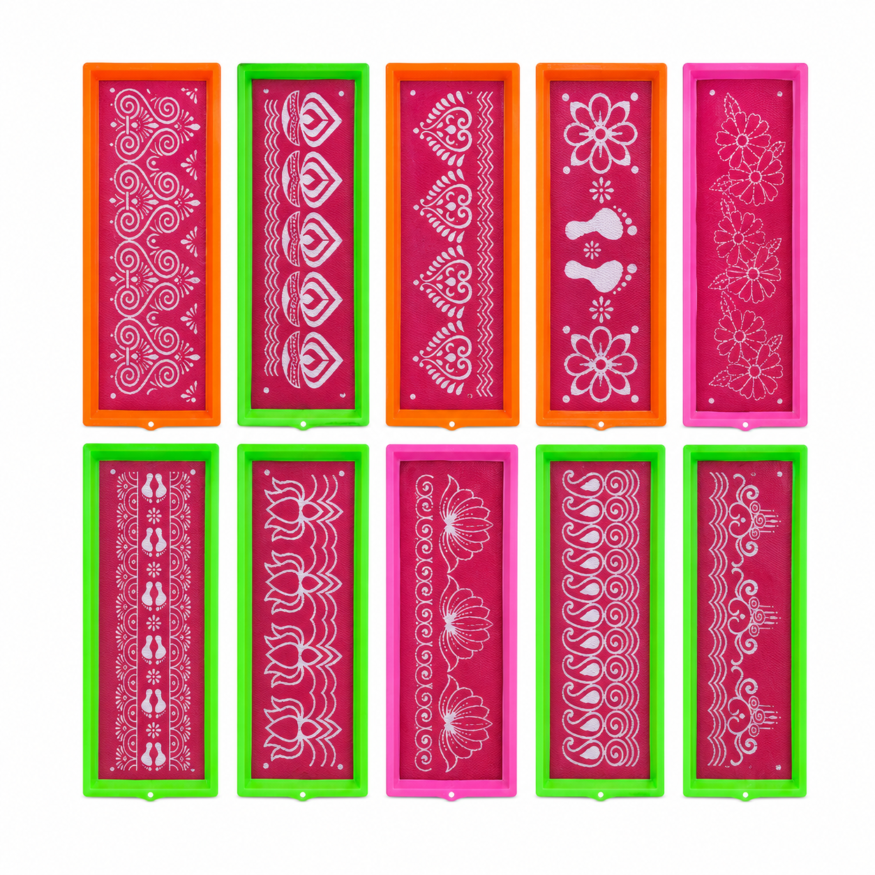 Kit de Fabricación de Rangoli | Rangoli Patti (Stencil) Plastic Kit (1 Piece, Ready to Draw) 4*12 inches