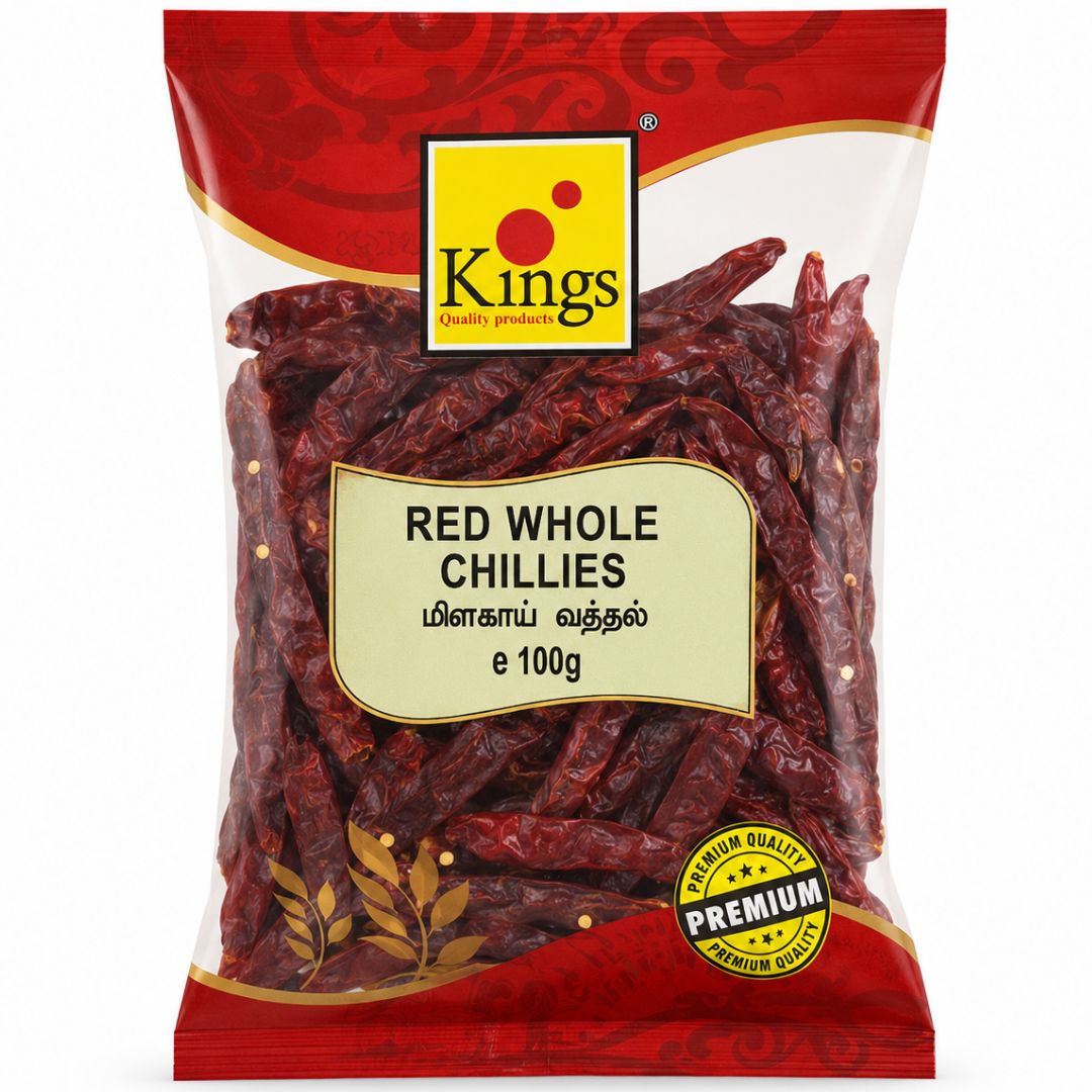 Chiles Rojos Enteros | Red Long Chilli Whole (W/O Stem) 100g Kings