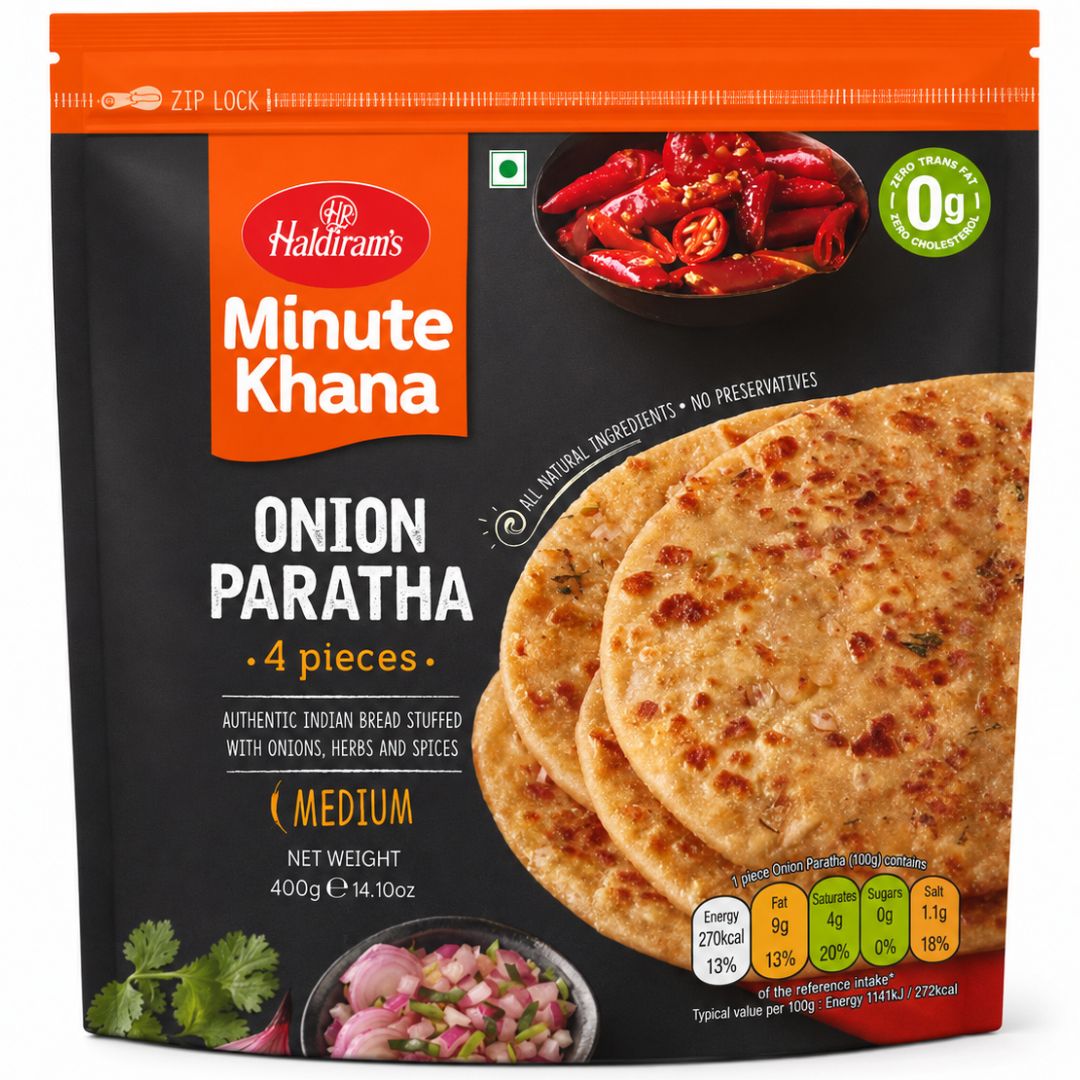 Onion-Stuffed Bread with Spices | Onion Paratha 400g/4 pcs. Haldiram's