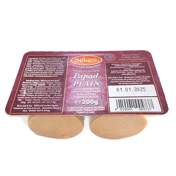 Papadum Pequeño | Mini Plain Papad (Disco Coin) 200g Schani