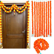 Cargar imagen en el visor de la galería, Cuerdas de Guirnalda de Flores Artificiales | Phool Mala Artificial Marigold (Orange) 1pcs.