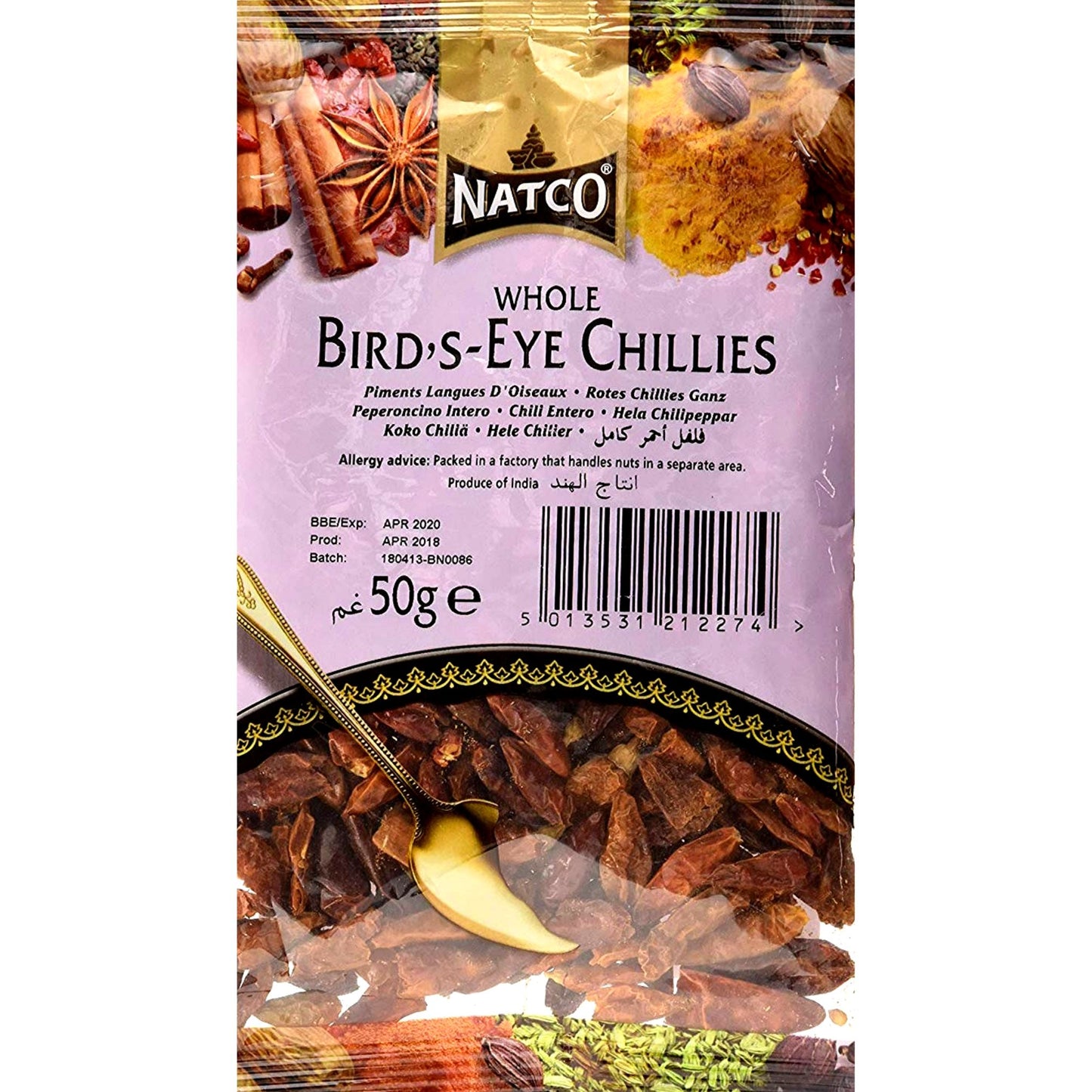Chile Ojo de pájaro | Bird's Eye Chilli (Granel/Loose) 50g Natco