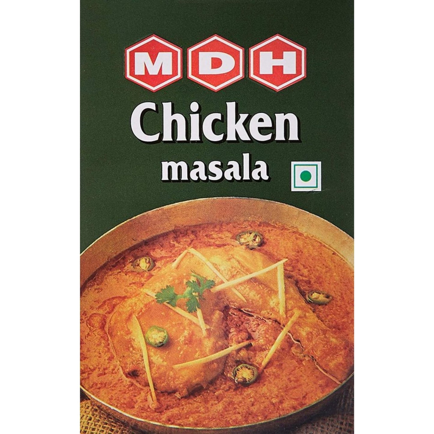 Chicken Curry Masala 100G MDH: "Blend of spices for authentic Indian chicken curry. Perfect for adding rich flavor to your dishes. Enjoy the taste of India in your kitchen. 100g pack."
