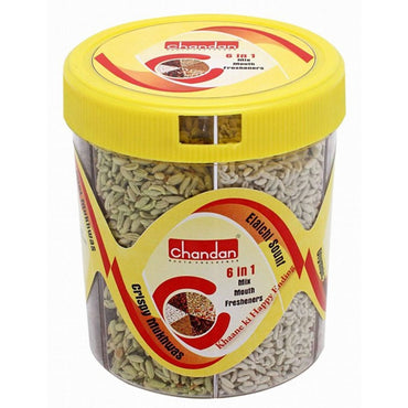 ताज़ा पाचक चबाने योग्य | मिश्रित माउथ फ्रेशनर | मुखवास 6 इन 1 टिन 250 ग्राम चंदन
