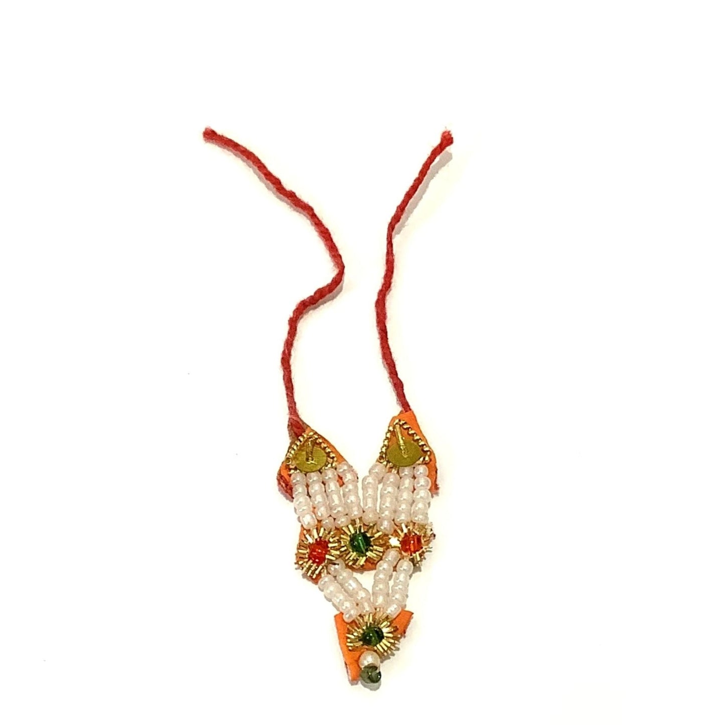 Necklace | Golden pearl decorated Mala for small Idol Murti (9cm)