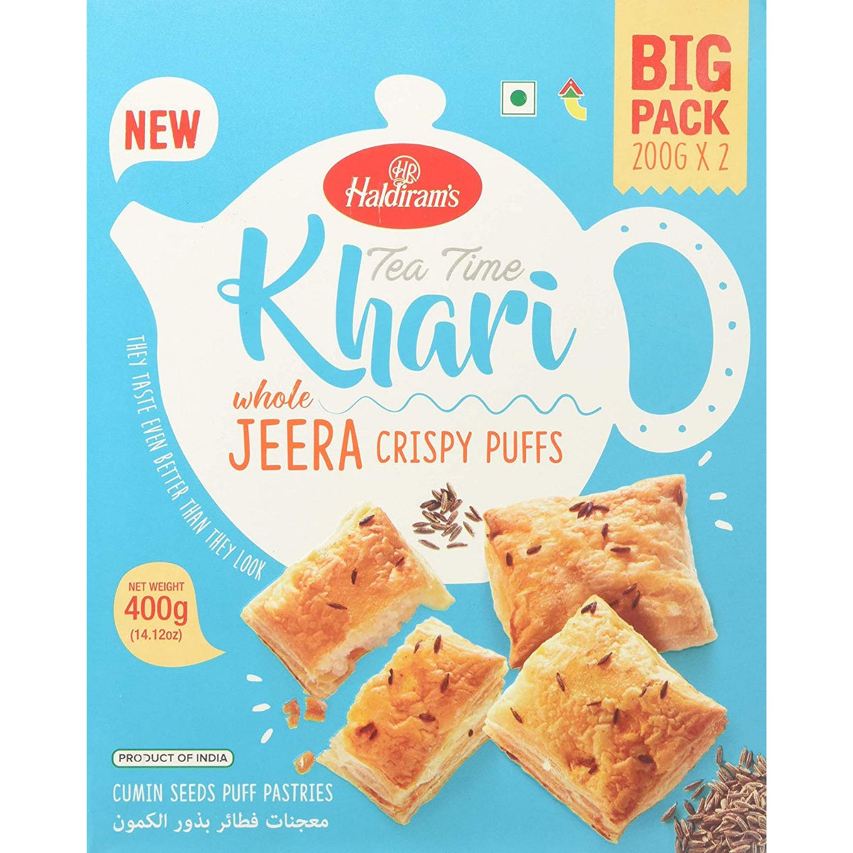 Pasteles salados de Hojaldre Semillas de Comino | Khari Puff (Biscuits) Cumin 200g Haldiram´s