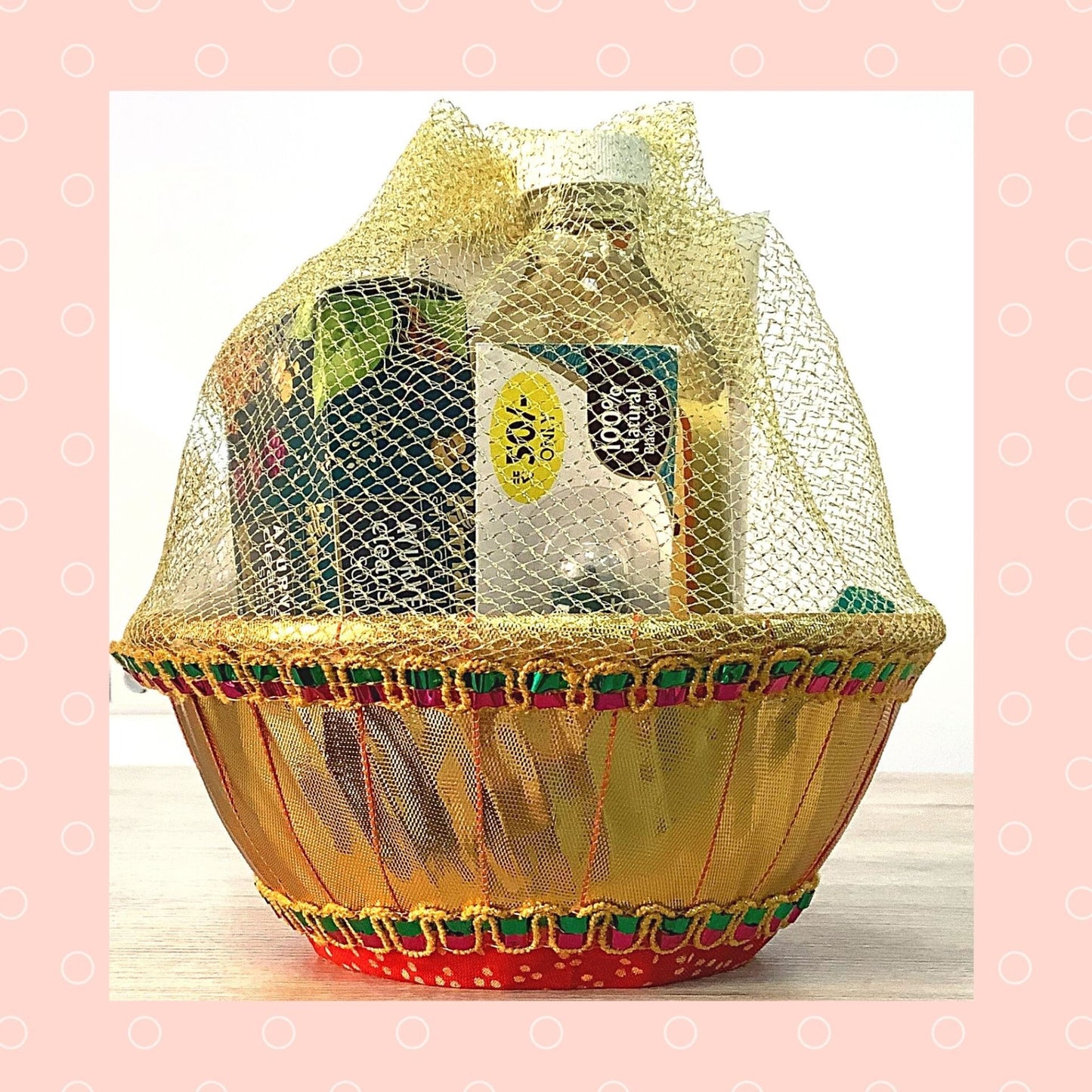 Gift basket with products | Colorful Fancy Gift Basket