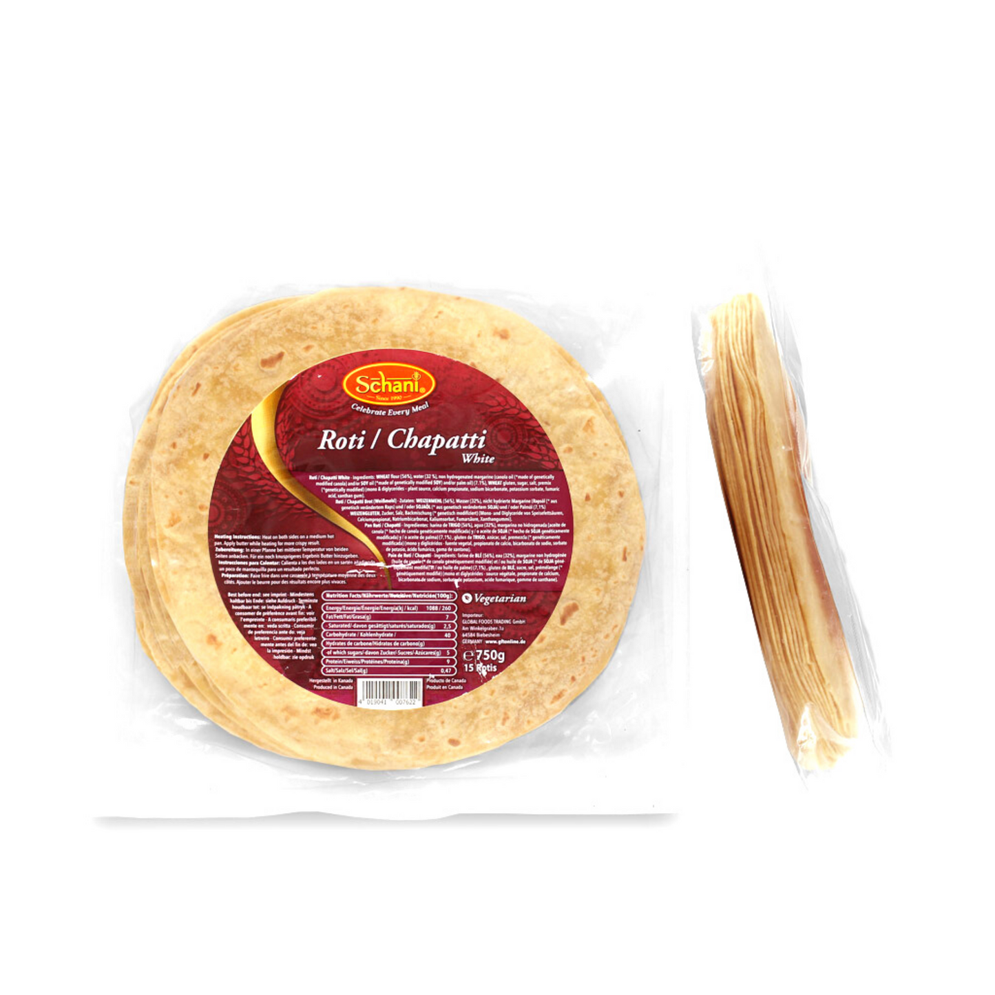 Pan tortilla de la India | Chapati - Roti Tradicional 15pcs/750g Schani