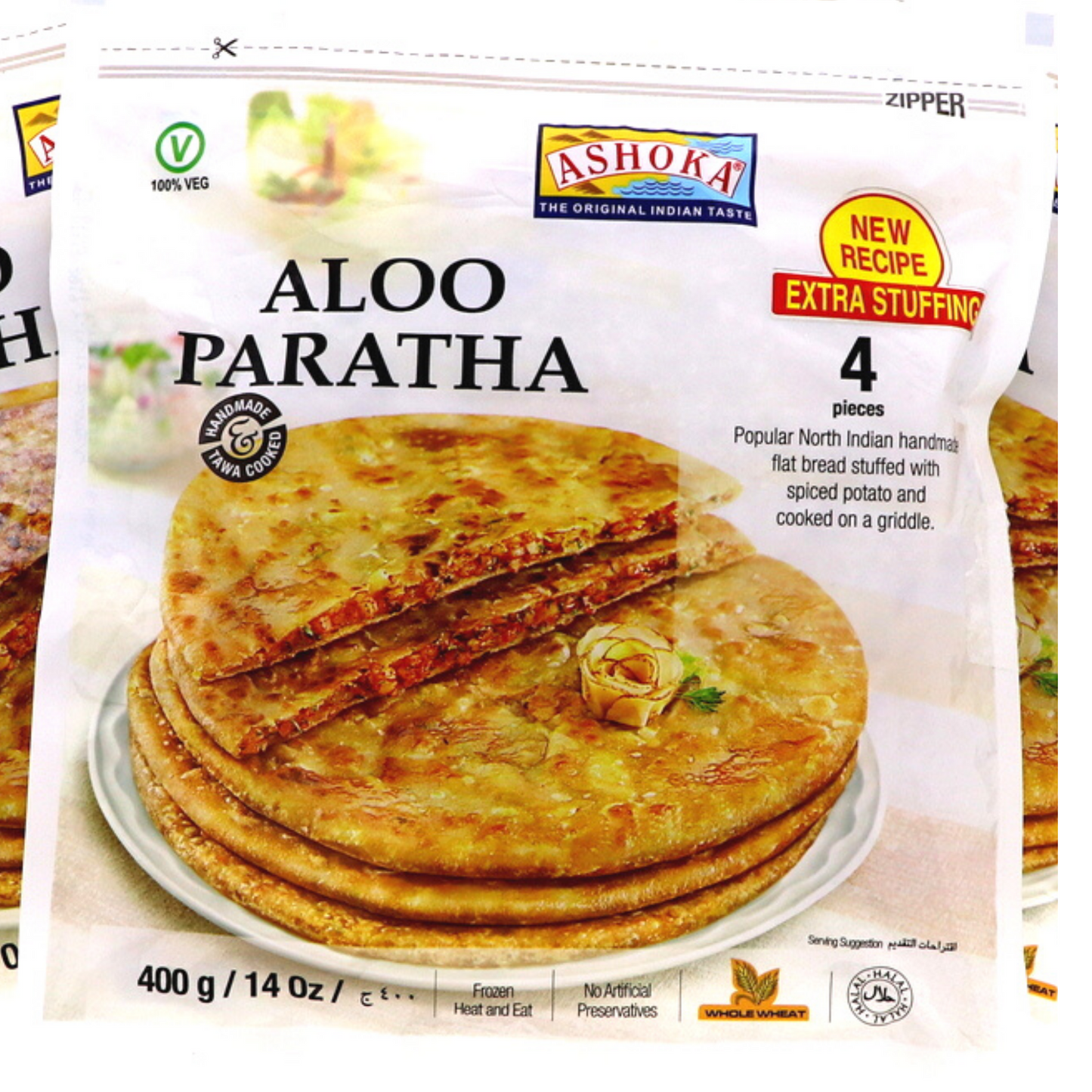 Pan relleno de Patata estofada y Especias | Aloo Paratha Ashoka 400g/4pcs.