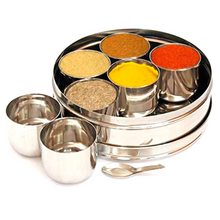 Cargar imagen en el visor de la galería, Organizador de especias | Indian Masala dabba | Spices organizer with Transparent lid
