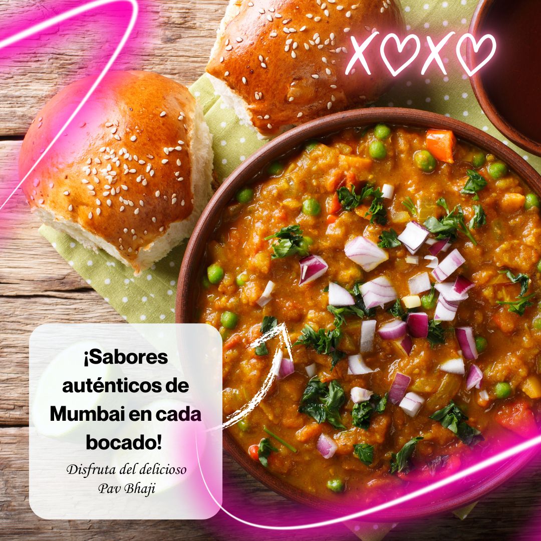 Savor the authentic taste of Mumbai's favorite street food, Pav Bhaji. A delicious blend of veggies and spices served with buttered pav bread.