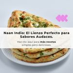 Naan Indio: El Lienzo Perfecto para Sabores Audaces":  Alt Text: "Naan Indio apilado en un plato blanco, presentado como el lienzo perfecto para sabores audaces. Texto invitando a hacer clic para ver más recetas.