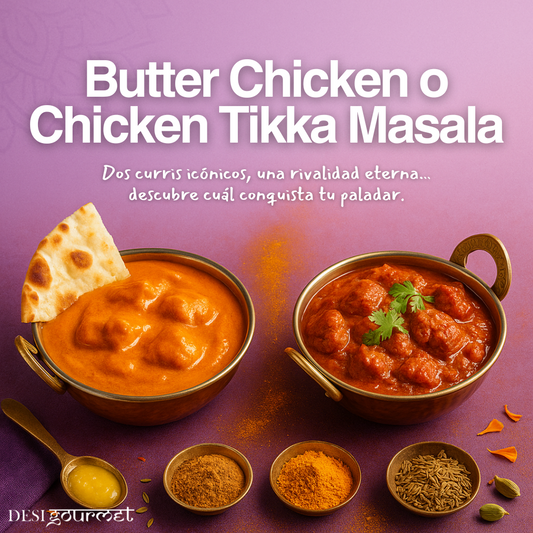 Butter chicken y chicken tikka masala curris indios con especias auténticas Desi Gourmet