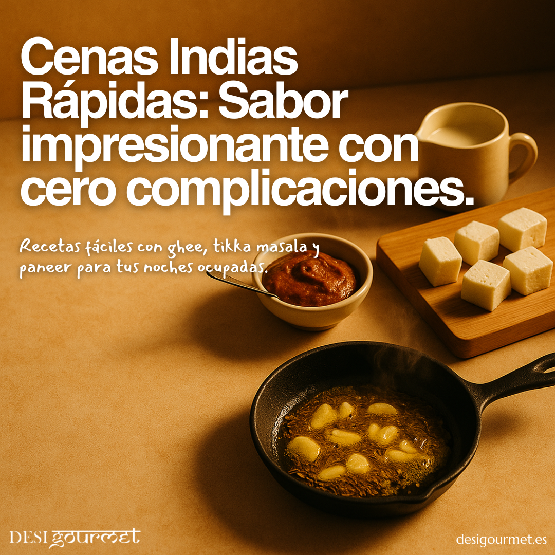 Ingredientes indios para cenas rápidas con ghee, paneer y masala