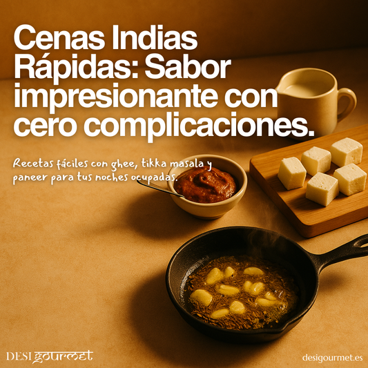 Ingredientes indios para cenas rápidas con ghee, paneer y masala