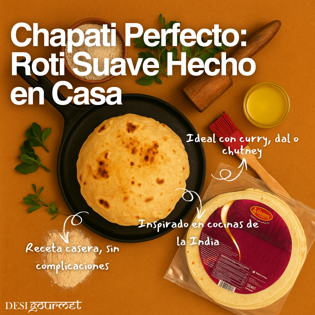 Chapati inflado sobre tawa con ingredientes indios y chapatis Schani Desi Gourmet