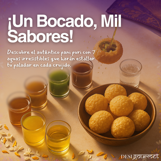 Pani puri indio con 7 aguas de sabores de Desi Gourmet