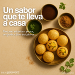 Pani puri indio crujiente con chutney de tamarindo y menta de Desi Gourmet
