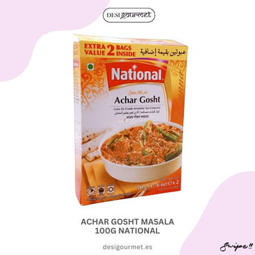 Achar Gosht Masala 100G National  "Experience authentic flavors with Achar Gosht Masala 100G National. Perfect for tangy and spicy meat dishes. Shop now at desigourmet.es."