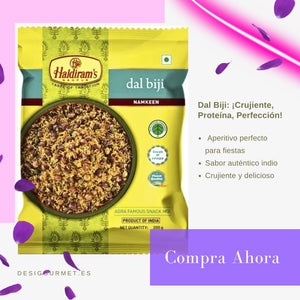 Haldiram's Dal Biji 200g: Perfect party snack with crunchy texture, rich protein, and authentic Indian flavor. Buy now from DesiGourmet.es.