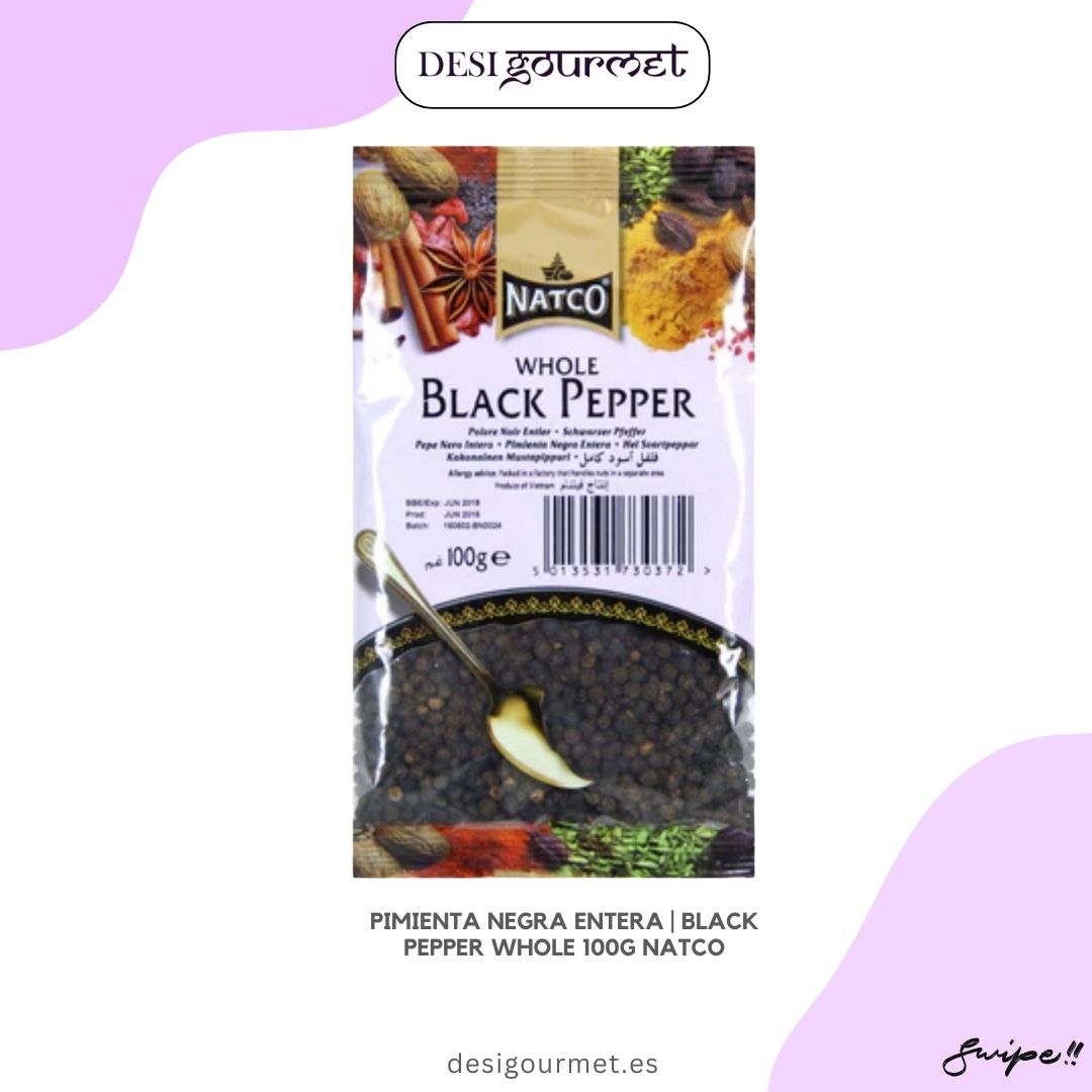 Meta Description: "Discover the bold and aromatic flavor of Natco Whole Black Pepper. Ideal for enhancing your culinary creations with a rich, spicy kick. Net Weight: 100g."