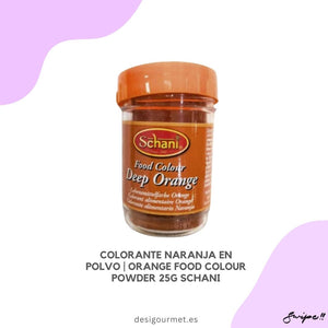 Enhance your culinary creations with Schani Orange Food Colour Powder. This 25g jar provides a deep orange hue, perfect for adding a vibrant touch to your dishes without altering the flavor. Ideal for making your meals visually appealing.