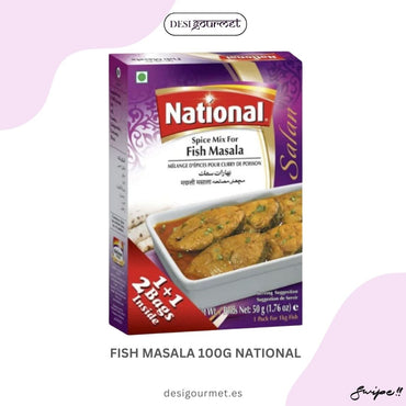 Fish Masala 100G National  "Discover the authentic taste of Fish Masala with National's 100G pack. Perfect for creating flavorful fish dishes. #FishMasala #National #DesiGourmet"
