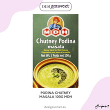 Load image into Gallery viewer, Image 1: Podina Chutney Masala 100g MDH Meta Description: &quot;Add a zesty twist to your dishes with MDH Podina Chutney Masala. Perfect for making flavorful mint chutney at home. Net Weight: 100g.&quot;