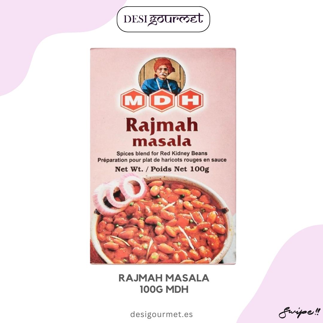 Rajmah Masala 100G MDH: "Transform your red kidney beans with MDH Rajmah Masala. This 100g spice blend is perfect for creating the classic North Indian Rajmah dish. Ideal for hearty meals!"