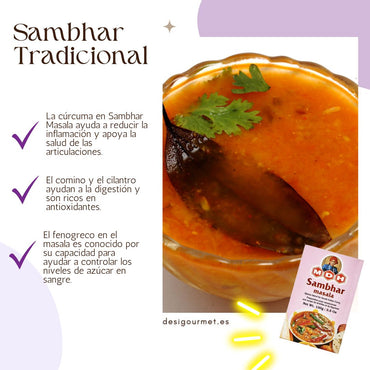 MDH Sambhar Masala aids digestion, turmeric reduces inflammation, essential for traditional Sambhar.