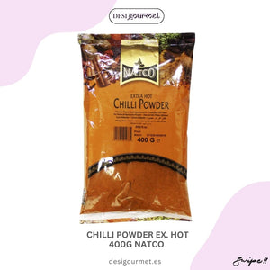 Chilli Powder Ex. Hot 400G Natco: Add a fiery kick to your dishes with Natco Extra Hot Chilli Powder. Perfect for spice lovers, this 400g pack boosts flavor and metabolism. desigourmet.es