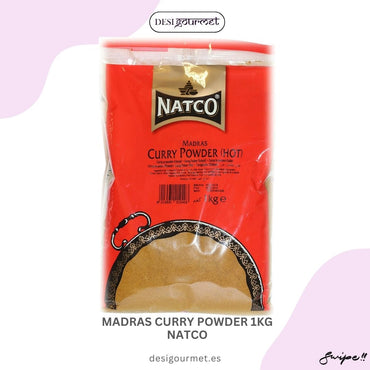 "Natco Madras Curry Powder 1kg: Authentic blend of aromatic spices perfect for creating rich and flavorful curries. Elevate your cooking with this versatile spice mix."