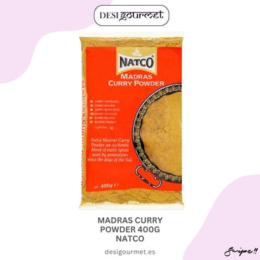 Madras Curry Powder 400g Natco: "Experience the authentic flavor of Madras Curry Powder by Natco. A rich blend of spices perfect for adding heat and depth to your dishes. Shop now at desigourmet.es."