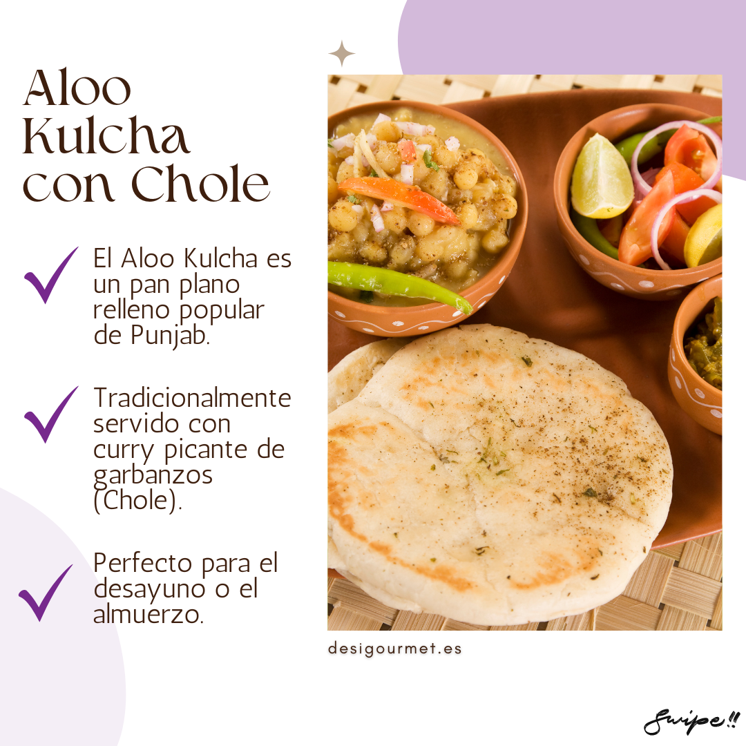 English: Aloo Kulcha 400g, ideal with cooling yogurt raita for a balanced meal. Spanish: Aloo Kulcha 400g, ideal con raita de yogur refrescante para una comida equilibrada.