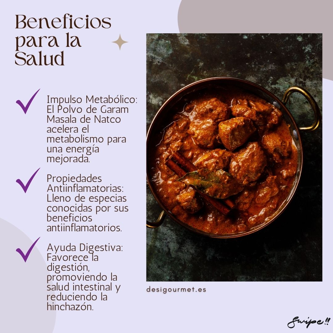 "Boost metabolism, reduce inflammation, and aid digestion with Natco Garam Masala. Packed with spices known for their health benefits, it’s a versatile addition to your diet."