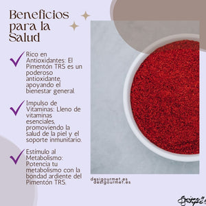 2. Beneficios para la Salud Meta Description: Descubre los beneficios del pimentón TRS: rico en antioxidantes, vitaminas esenciales y un potente estimulador del metabolismo para tu bienestar general.