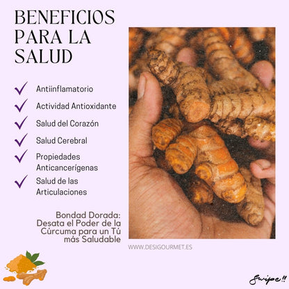 "Discover the health benefits of turmeric: anti-inflammatory, antioxidant, heart and brain health, anticancer properties, and joint health. Embrace the golden goodness!"