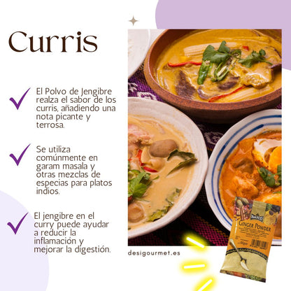 Ginger Powder enhances curry flavor, used in garam masala, reduces inflammation.