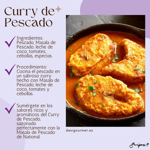 Curry de Pescado  "Sumérgete en los sabores ricos y aromáticos del Curry de Pescado, sazonado perfectamente con la Masala de Pescado de National. #CurryDePescado #RecetasDesiGourmet #DesiGourmet"