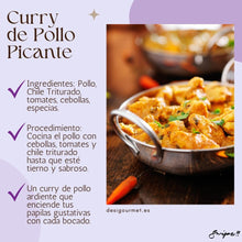 Cargar imagen en el visor de la galería, 2. Curry de Pollo Picante Meta Description: Enjoy a fiery chicken curry with Chilli Powder, tomatoes, and spices. The perfect dish to ignite your taste buds. Learn the recipe at desigourmet.es.