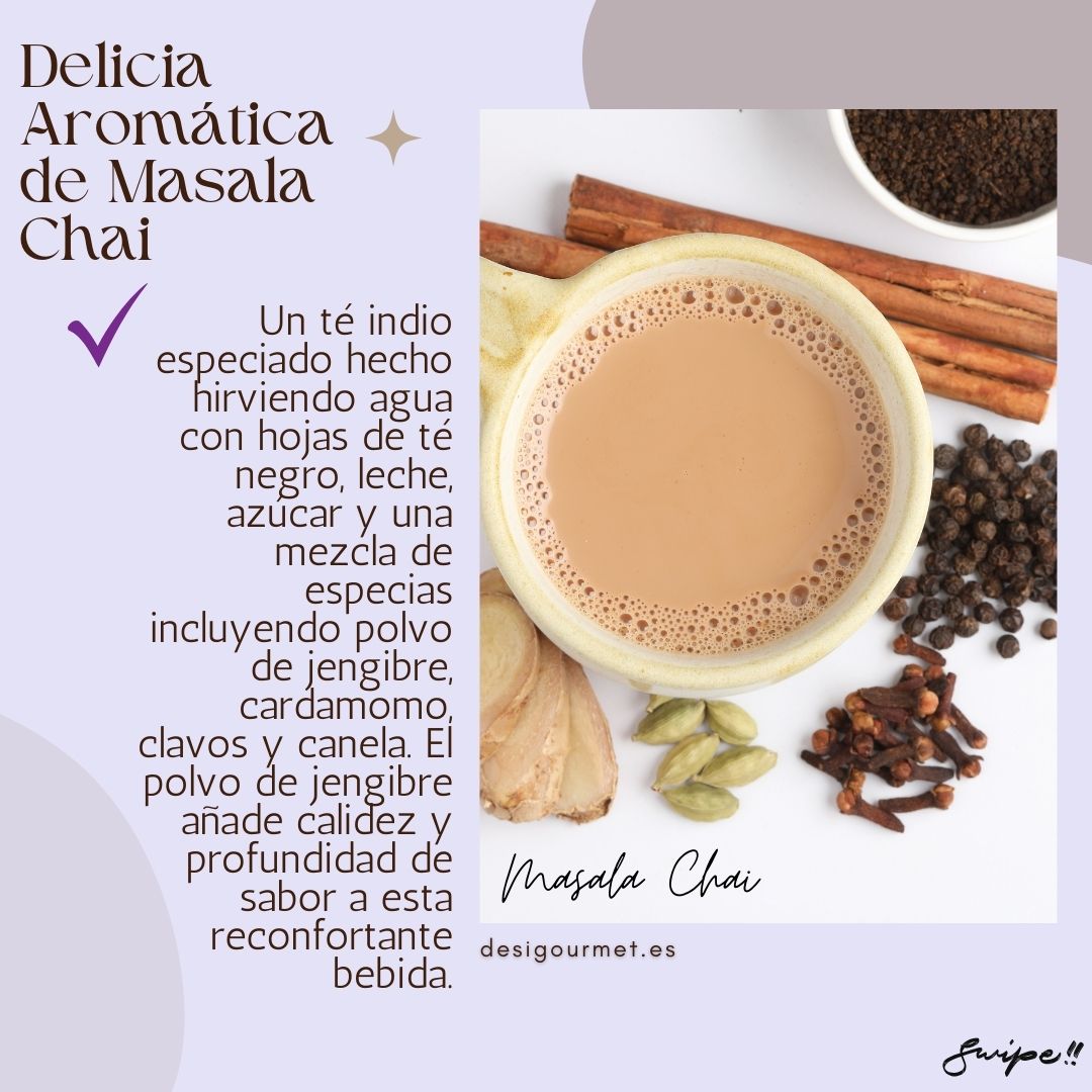 Delicia Aromática de Masala Chai "Savor the rich flavors of Masala Chai made with ginger, cardamom, cloves, and cinnamon. A spiced Indian tea for warm, cozy moments."