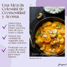 Load image into Gallery viewer, Create a luxurious vegetable korma with Patak&#39;s Korma Spice Paste. Includes creamy coconut milk and a variety of veggies. Perfect for a nutritious, delicious meal.