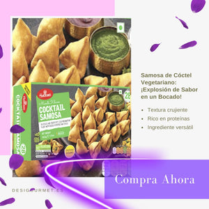 Haldiram's Veg Cocktail Samosa 650g: Crispy, protein-packed samosas with authentic Indian spices. Order now from DesiGourmet.es for your next party!