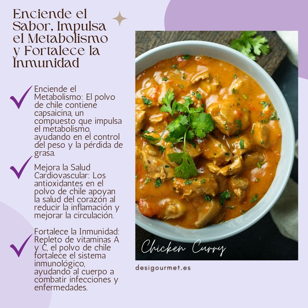 Enciende el Sabor, Impulsa el Metabolismo y Fortalece la Inmunidad  Boost metabolism and strengthen immunity with our flavorful chilli powder. Packed with antioxidants and vitamins for a healthy, spicy twist. #Health #Spices #Chilli