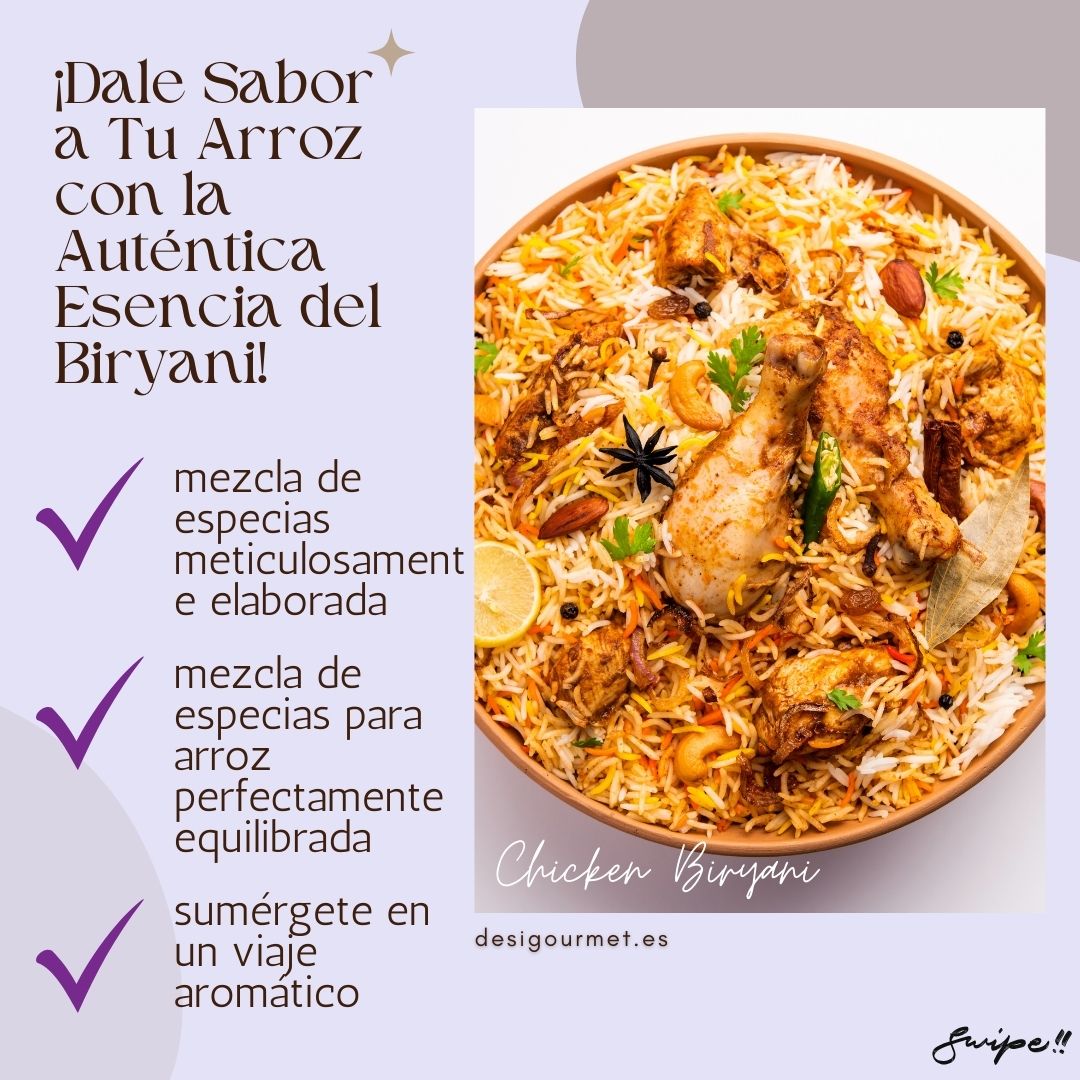 Dale Sabor a Tu Arroz con la Auténtica Esencia del Biryani "Immerse in the authentic essence of Biryani with this meticulously crafted spice blend. Perfect for enhancing the flavor and aroma of your rice dishes."