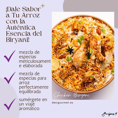 Dale Sabor a Tu Arroz con la Auténtica Esencia del Biryani "Immerse in the authentic essence of Biryani with this meticulously crafted spice blend. Perfect for enhancing the flavor and aroma of your rice dishes."