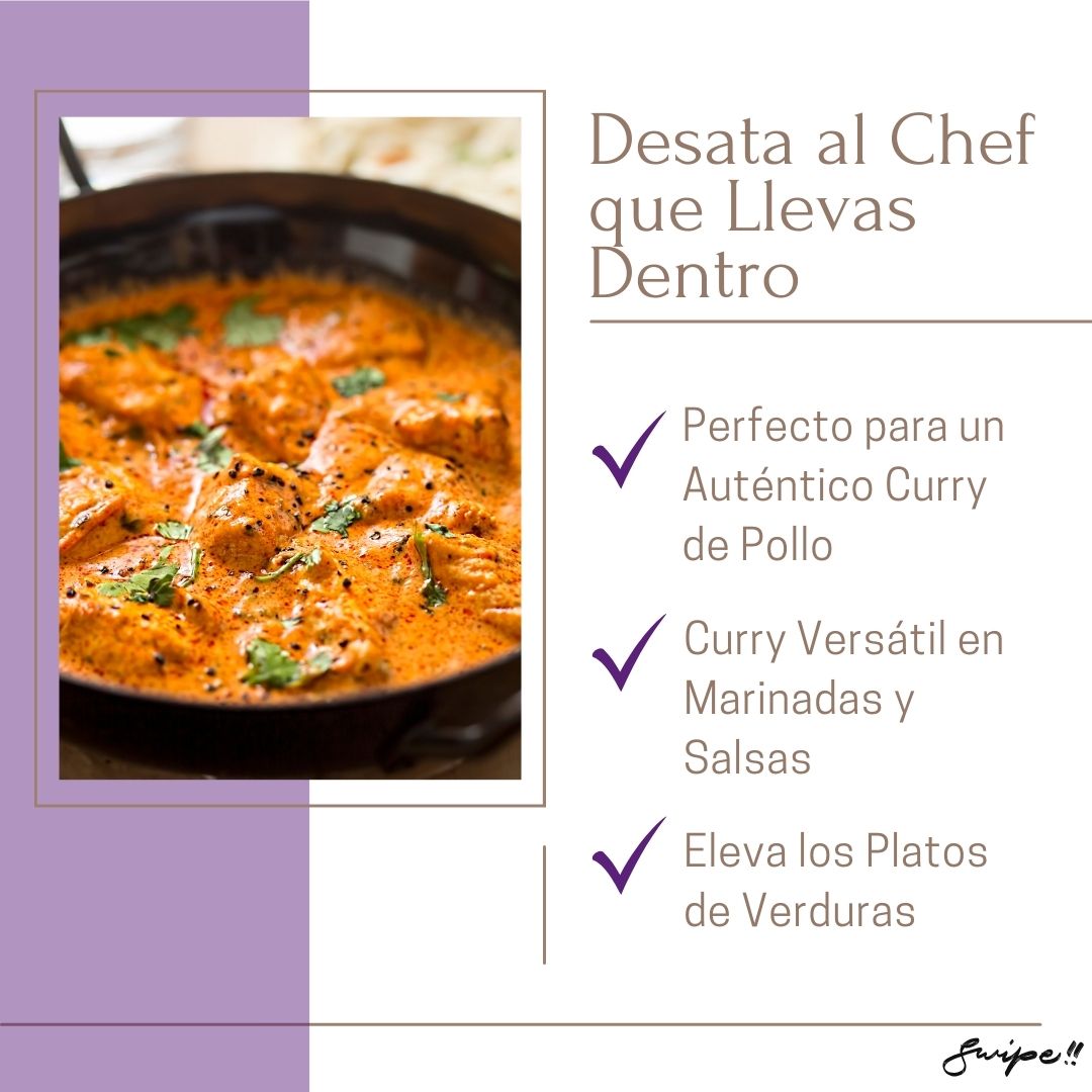 Desata al Chef que Llevas Dentro: "Perfect for an authentic chicken curry. Versatile in marinades and sauces. Elevate your vegetable dishes with this flavorful curry blend."